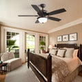 52 Inch Indoor Crystal With 3 Speed Wind 5 Plywood Blades Remote Control Ac Motor With Light Black Plywood