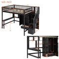 Full Size Loft Bed With Bookshelf,Drawers,Desk,And Wardrobe Espresso Full Espresso Solid Wood