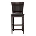 Black And Espresso Upholstered Counter Height Stools Set Of 2 Solid Black Espresso Dining Room Foam Spot Clean Transitional Bar Stools Rubberwood Open Back Foam Faux Leather