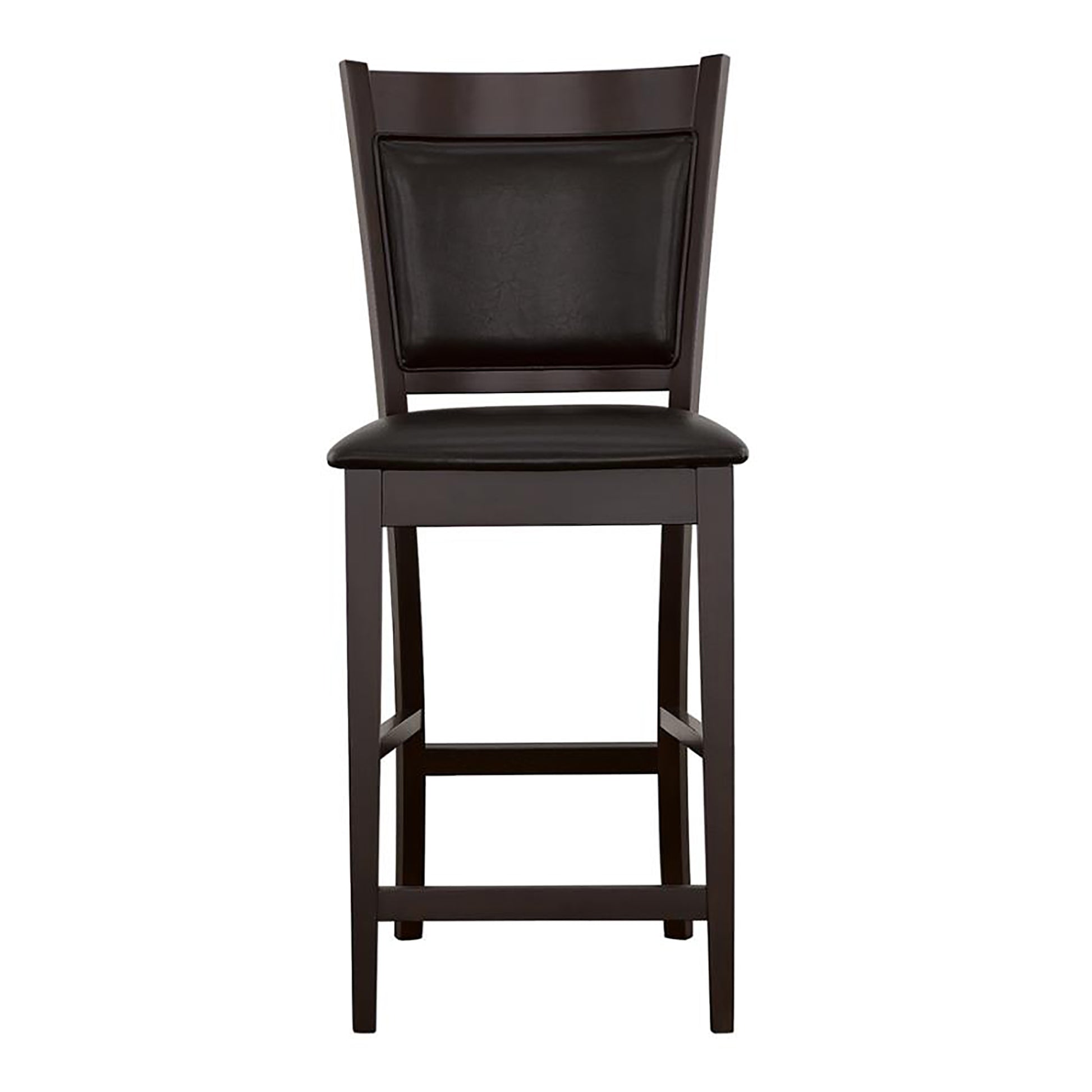 Black And Espresso Upholstered Counter Height Stools Set Of 2 Solid Black Espresso Dining Room Foam Spot Clean Transitional Bar Stools Rubberwood Open Back Foam Faux Leather