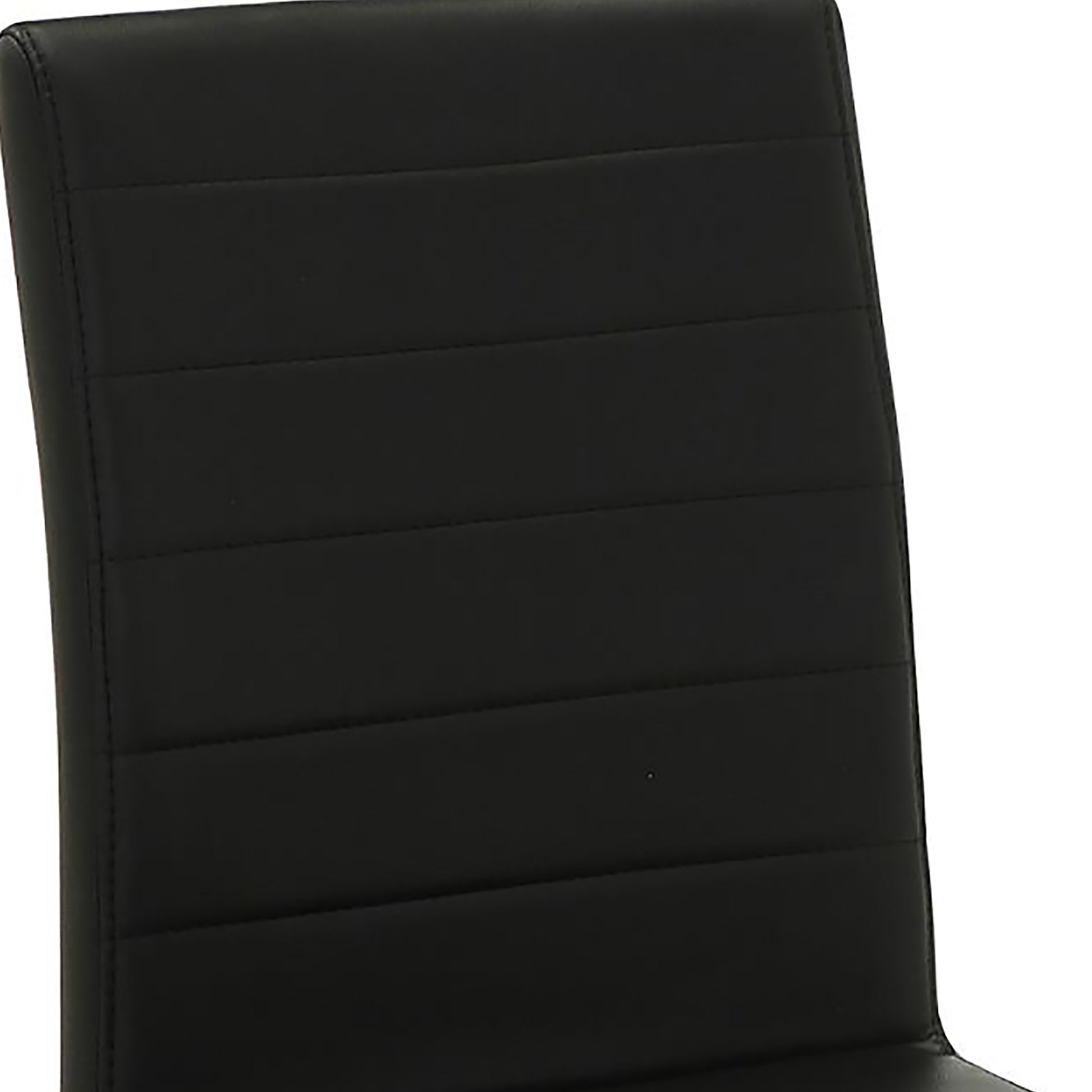 Black And Chrome Upholstered Dining Chairs Set Of 4 Solid Black Dining Room Foam Spot Clean Contemporary,Modern Side Chair Tufted Back Foam Faux Leather