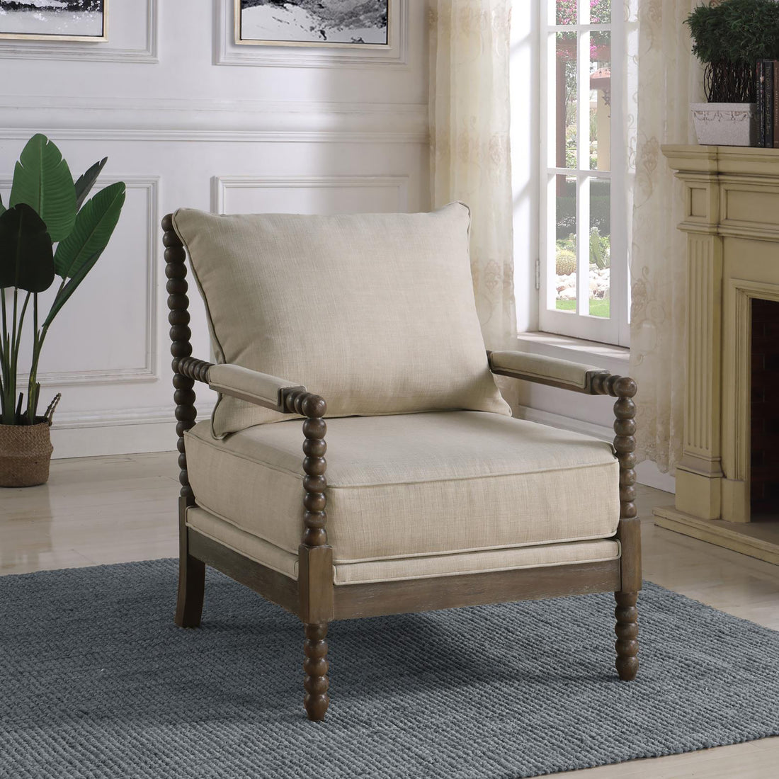Beige And Natural Removable Back Accent Chair Beige Light Brown Primary Living Space Traditional Foam Fabric