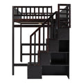 Full Size Loft Bed With Bookshelf,Drawers,Desk,And Wardrobe Espresso Full Espresso Solid Wood