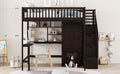 Full Size Loft Bed With Bookshelf,Drawers,Desk,And Wardrobe Espresso Full Espresso Solid Wood