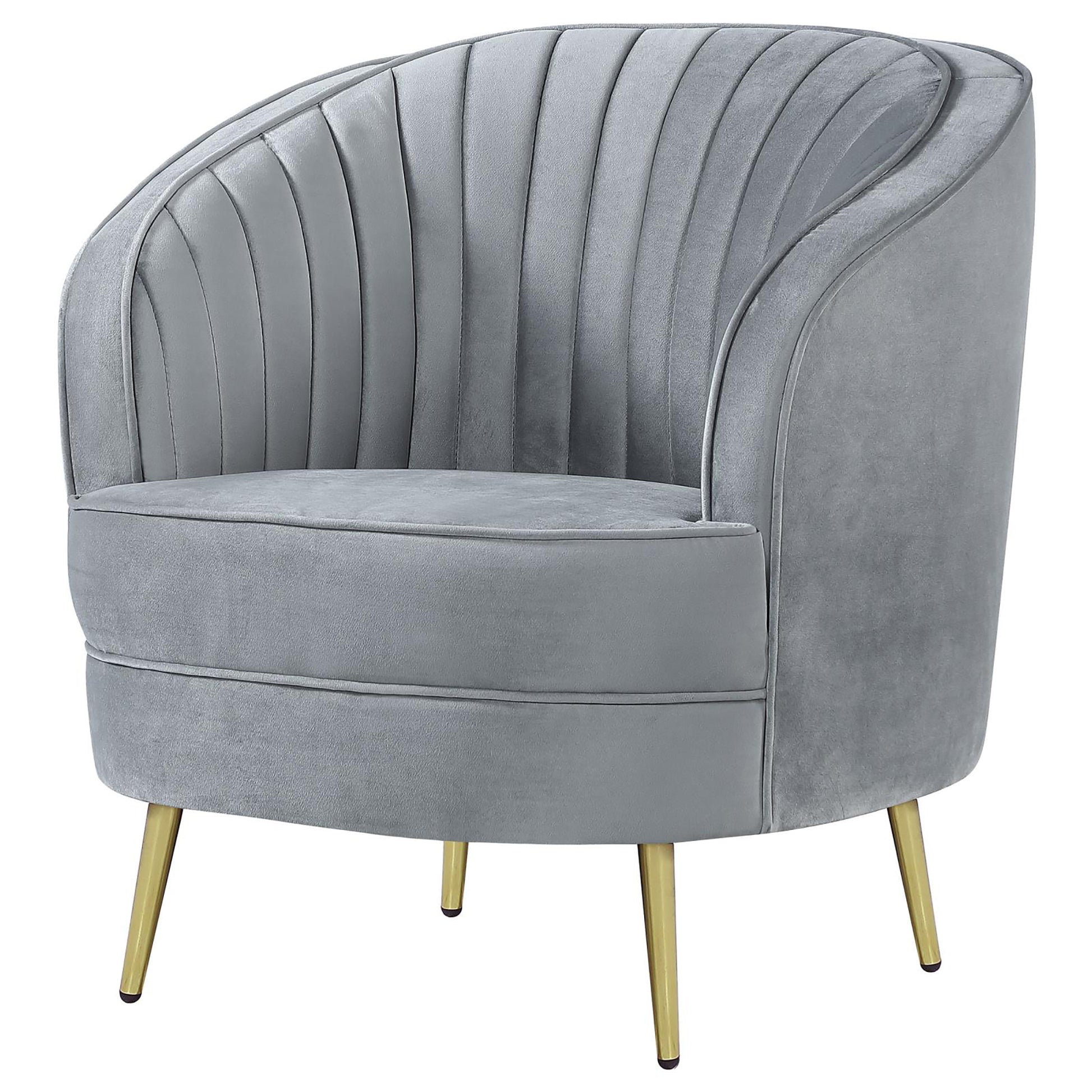 Grey And Gold Upholstered Tufted Chair Grey Primary Living Space Contemporary,Modern Eucalyptus Foam Velvet