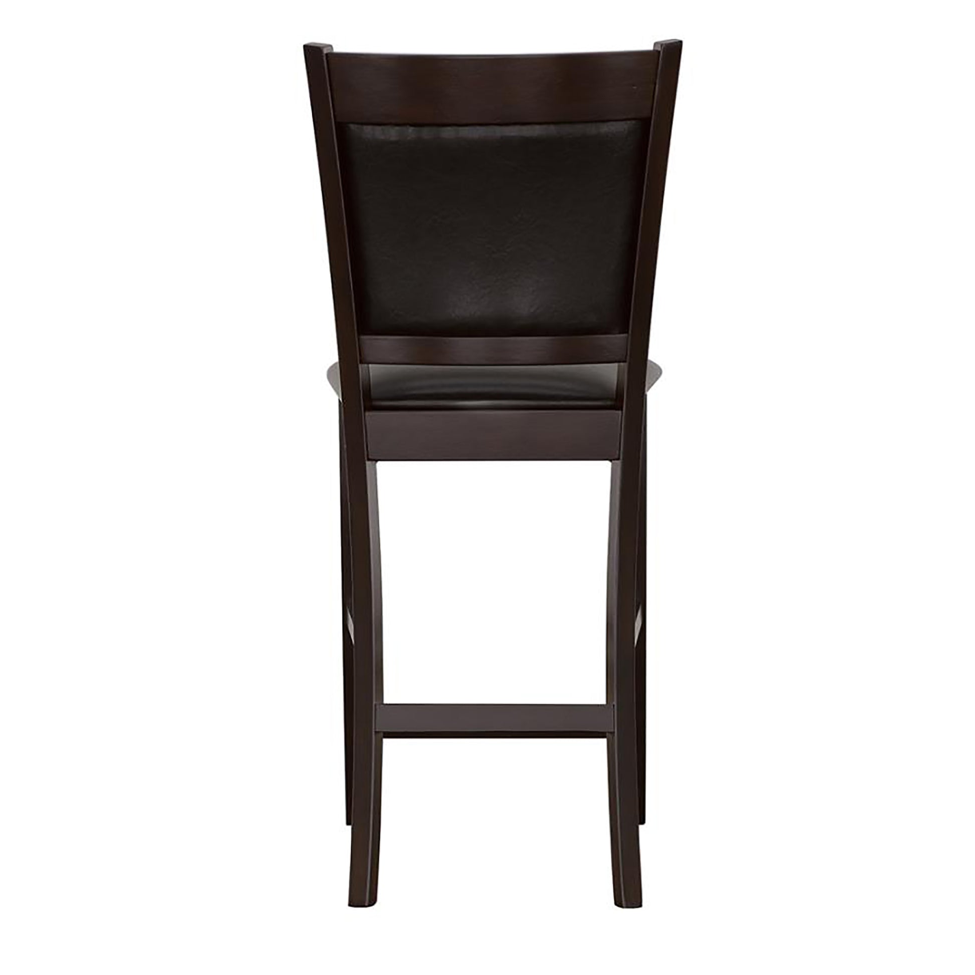 Black And Espresso Upholstered Counter Height Stools Set Of 2 Solid Black Espresso Dining Room Foam Spot Clean Transitional Bar Stools Rubberwood Open Back Foam Faux Leather