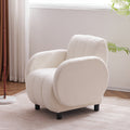 Modern Fabric Upholstered Armchair With Upholstered Reading Chair, Single Sofa, Living Room, Bedroom, Bed, Office Lounge Club Chair, Teddy Velvet White Aluminum