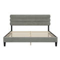 King Bed Frame With Headboard,Sturdy Platform Bed With Wooden Slats Support,No Box Spring,Mattress Foundation,Easy Assembly Light Grey Wood