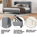 King Size Upholstered Platform Bed Frame With Headboard, Mattress Foundation, Wood Slat Support, Quiet, No Box Spring Needed, Easy To Assemble Light Grey Light Gray Wood