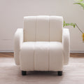 Modern Fabric Upholstered Armchair With Upholstered Reading Chair, Single Sofa, Living Room, Bedroom, Bed, Office Lounge Club Chair, Teddy Velvet White Aluminum