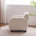 Modern Fabric Upholstered Armchair With Upholstered Reading Chair, Single Sofa, Living Room, Bedroom, Bed, Office Lounge Club Chair, Teddy Velvet White Aluminum