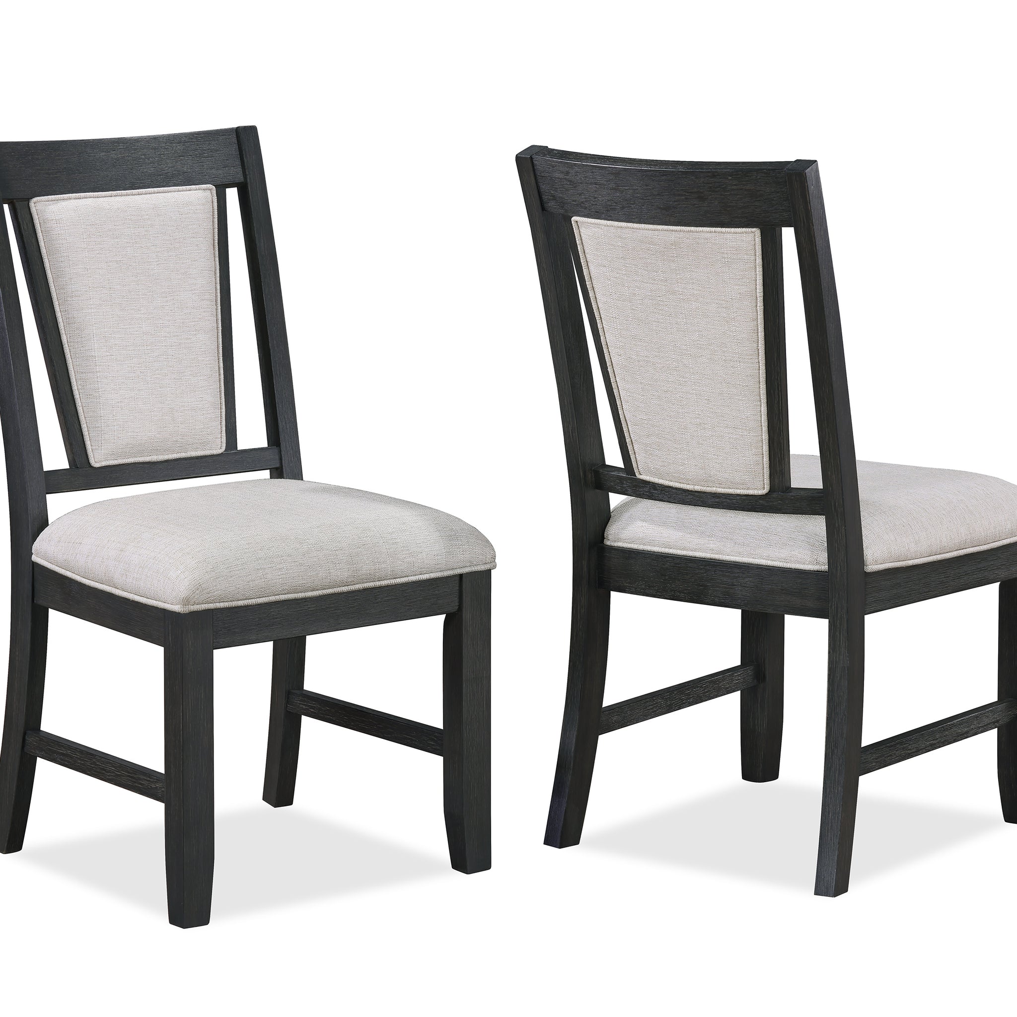 2Pc Contemporary Dining Side Chair Upholstered Padded Seat Back Gray Finish Wooden Furniture Dining Room Gray Dining Room Contemporary Dining Chairs Wood