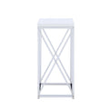 Glossy White And Chrome Accent Table Glossy White White Primary Living Space Contemporary,Modern Rectangular Glossy Coffee & End Tables Wood Sled