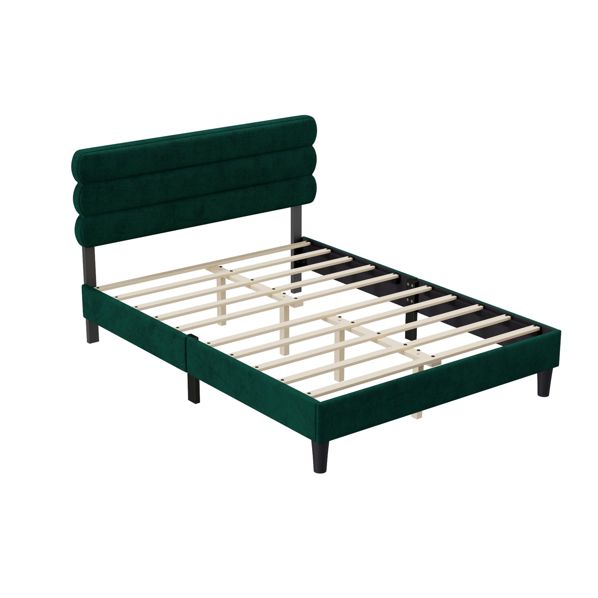 Queen Bed Frame With Headboard,Sturdy Platform Bed With Wooden Slats Support,No Box Spring,Mattress Foundation,Easy Assembly Green Green Wood