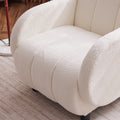 Modern Fabric Upholstered Armchair With Upholstered Reading Chair, Single Sofa, Living Room, Bedroom, Bed, Office Lounge Club Chair, Teddy Velvet White Aluminum