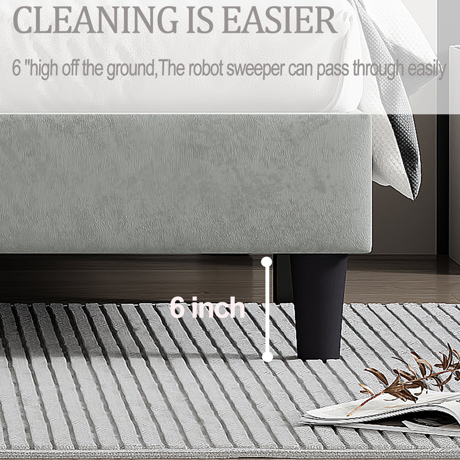 King Bed Frame With Headboard,Sturdy Platform Bed With Wooden Slats Support,No Box Spring,Mattress Foundation,Easy Assembly Light Grey Wood