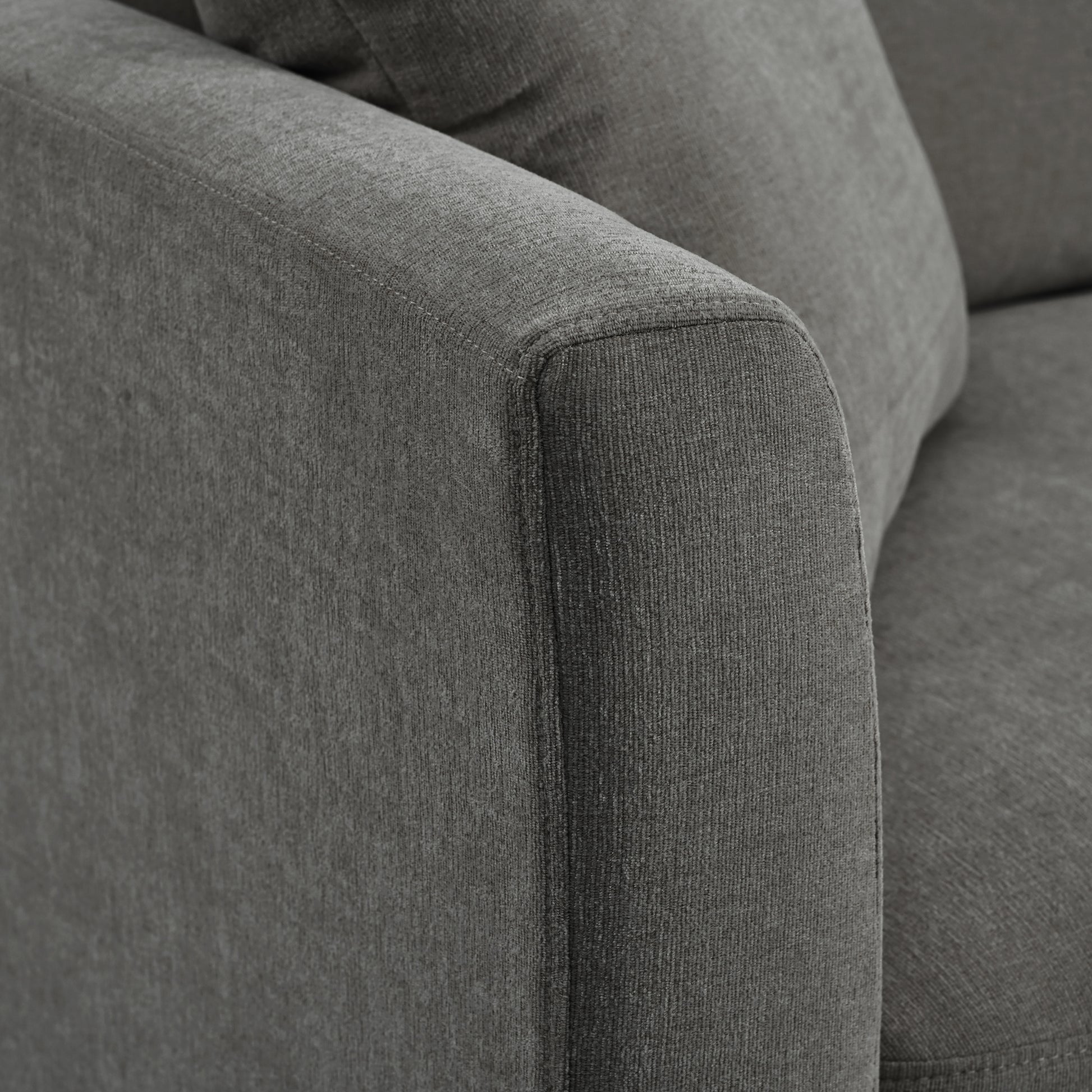 Three Indoor Cushioned Combination Sofas With Three Pillows And Curved Seat, For Living Room, Study Room, And Apartment Gray Polyester