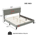 King Bed Frame With Headboard,Sturdy Platform Bed With Wooden Slats Support,No Box Spring,Mattress Foundation,Easy Assembly Light Grey Wood