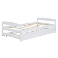 Twin Size Platform Bed With Twin Size Trundle, White Box Spring Not Required Twin White Wood Bedroom Pine