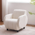 Modern Fabric Upholstered Armchair With Upholstered Reading Chair, Single Sofa, Living Room, Bedroom, Bed, Office Lounge Club Chair, Teddy Velvet White Aluminum