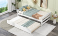Twin Size Platform Bed With Twin Size Trundle, White Box Spring Not Required Twin White Wood Bedroom Pine