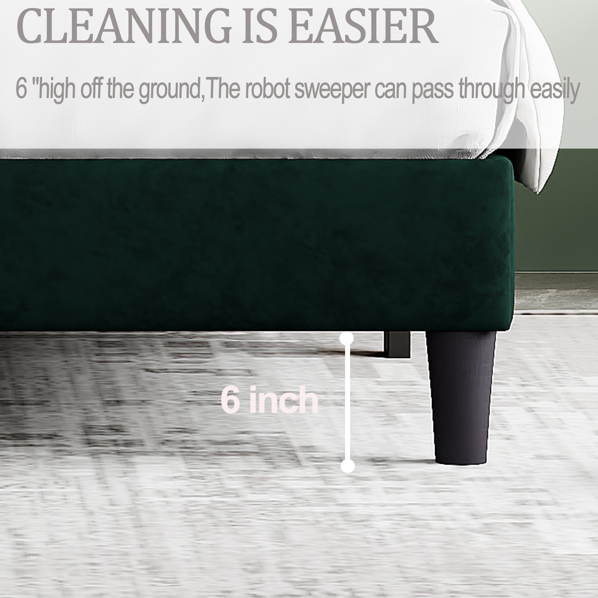 Queen Bed Frame With Headboard,Sturdy Platform Bed With Wooden Slats Support,No Box Spring,Mattress Foundation,Easy Assembly Green Green Wood