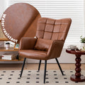 Bonded Leather Armchair, Modern Accent Chair High Back, Living Room Chairs With Metal Legs And Soft Padded, Sofa Chairs For Home Office,Bedroom,Dining Room Brown 1Pc Brown Bonded Leather