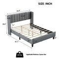 Queen Size Upholstered Platform Bed Frame With Headboard, Mattress Foundation, Wood Slat Support, Quiet, No Box Spring Needed, Easy To Assemble Light Grey Light Gray Wood