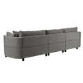 Three Indoor Cushioned Combination Sofas With Three Pillows And Curved Seat, For Living Room, Study Room, And Apartment Gray Polyester