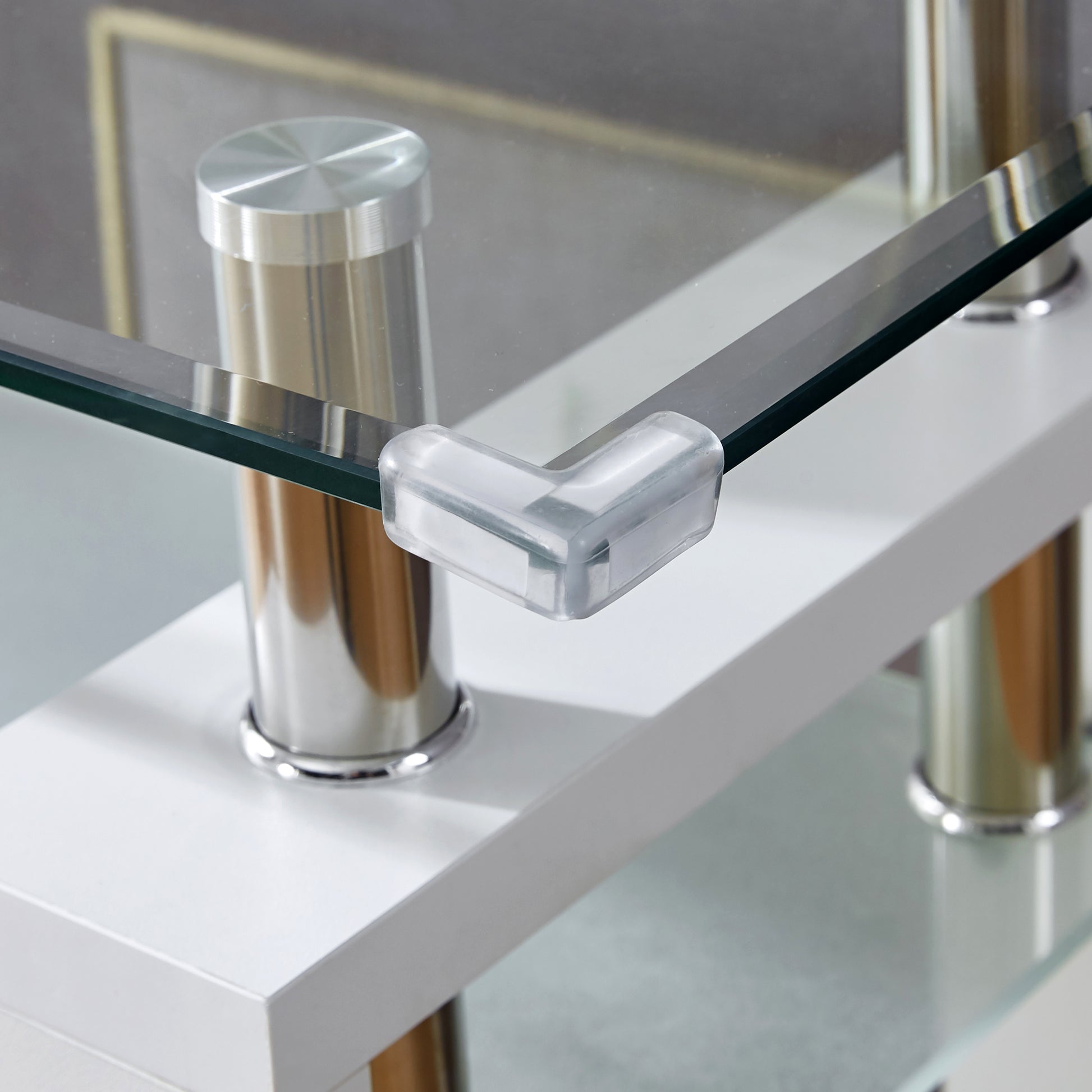 White Mdf Console Table, Tempered Glass Top, Modern Foyer Area Table White Mdf