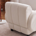 Modern Fabric Upholstered Armchair With Upholstered Reading Chair, Single Sofa, Living Room, Bedroom, Bed, Office Lounge Club Chair, Teddy Velvet White Aluminum