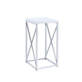 Glossy White And Chrome Accent Table Glossy White White Primary Living Space Contemporary,Modern Rectangular Glossy Coffee & End Tables Wood Sled