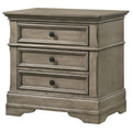 Wheat Rectangular 3 Drawer Nightstand Wheat Gray 3 Drawers Bedroom Drawer Storage Traditional Rubberwood Felt Lined Drawers Wood
