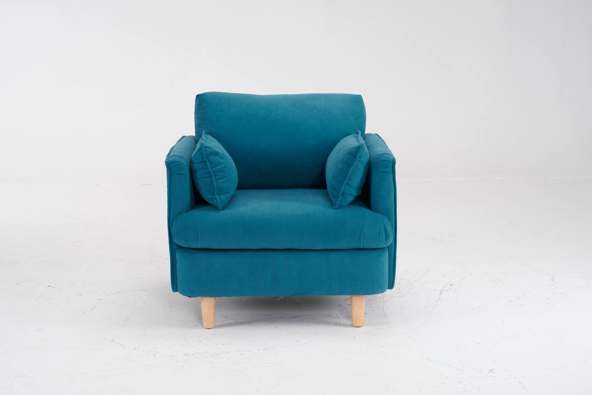 29.5 "W Modern Fabric Decorative Chair Armchair Upholstered Reading Chair Single Sofa Casual Club Chair With Solid Wooden Feet And 2 Pillow, For Living Room, Bedroom, Bed Room, Office, Corduroy Fabric Blue Foam Corduroy