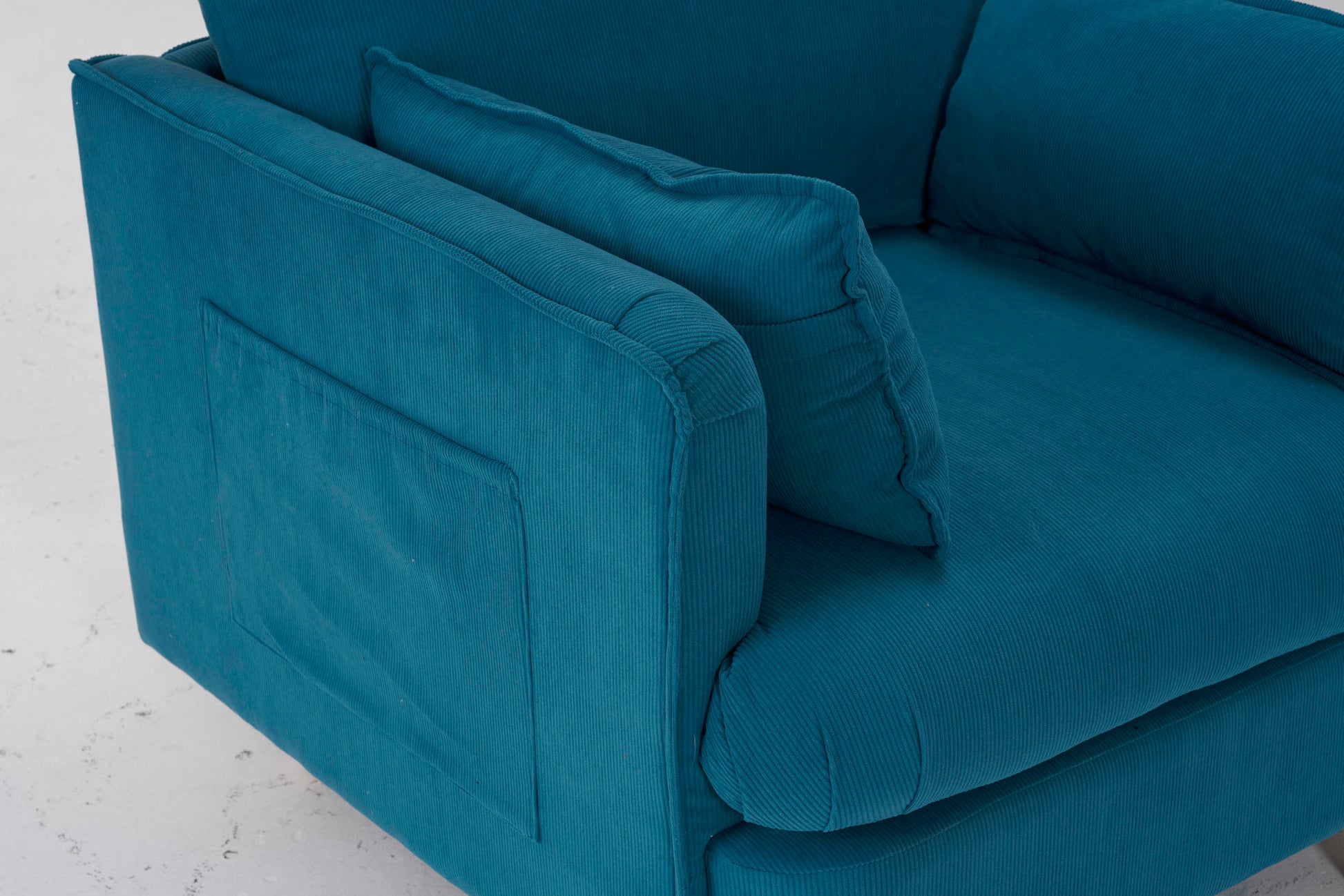 29.5 "W Modern Fabric Decorative Chair Armchair Upholstered Reading Chair Single Sofa Casual Club Chair With Solid Wooden Feet And 2 Pillow, For Living Room, Bedroom, Bed Room, Office, Corduroy Fabric Blue Foam Corduroy