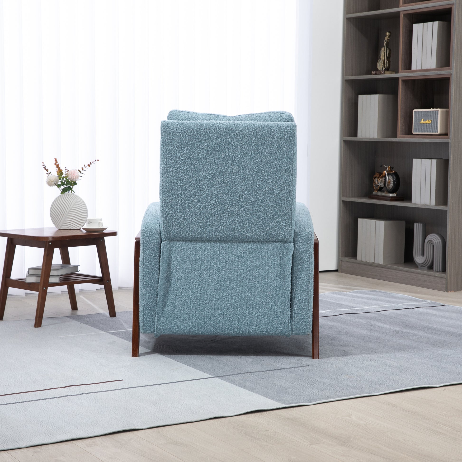 Coolmore Recliner Chair Adjustable Home Theater Single Fabric Recliner Sofa Furniture With Thick Seat Cushion And Backrest Modern Living Room Recliners Light Blue Boucle