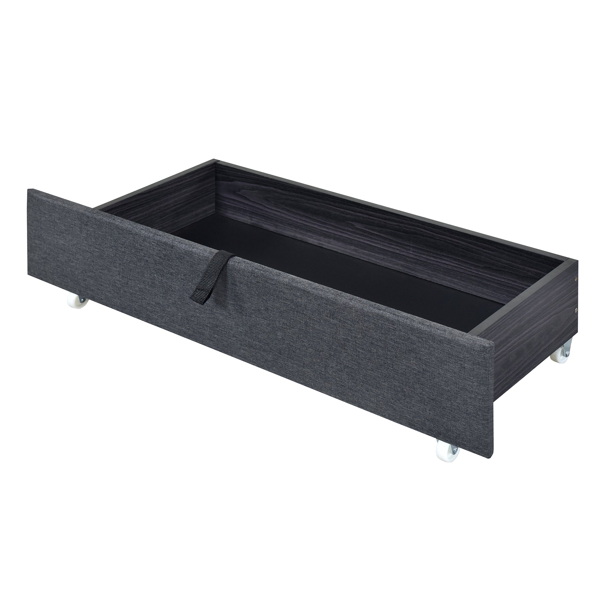 Queen Size Upholstered Platform Bed With Led Frame And 4 Drawers, Linen Fabric, Gray Gray Linen