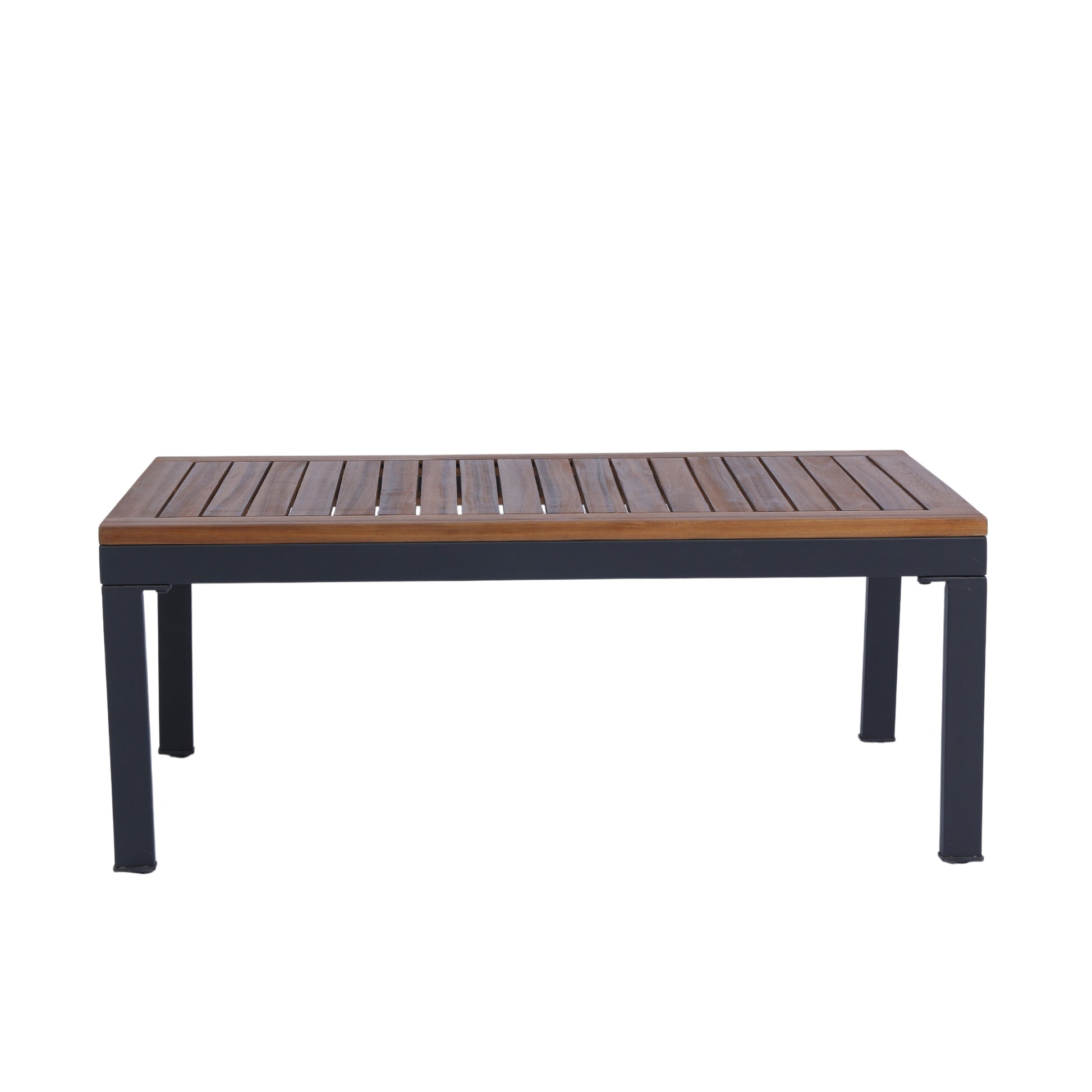 4 Piece Outdoor Sofa Set With Acacia Wood Top, Padded Patio Conversation Table Chair Set W Coffee Table For Garden, Backyard, Poolside Dark Grey Cushion Yes Complete Patio Set Dark Grey Rust Resistant Frame Mildew Resistant Cushion Garden & Outdoor