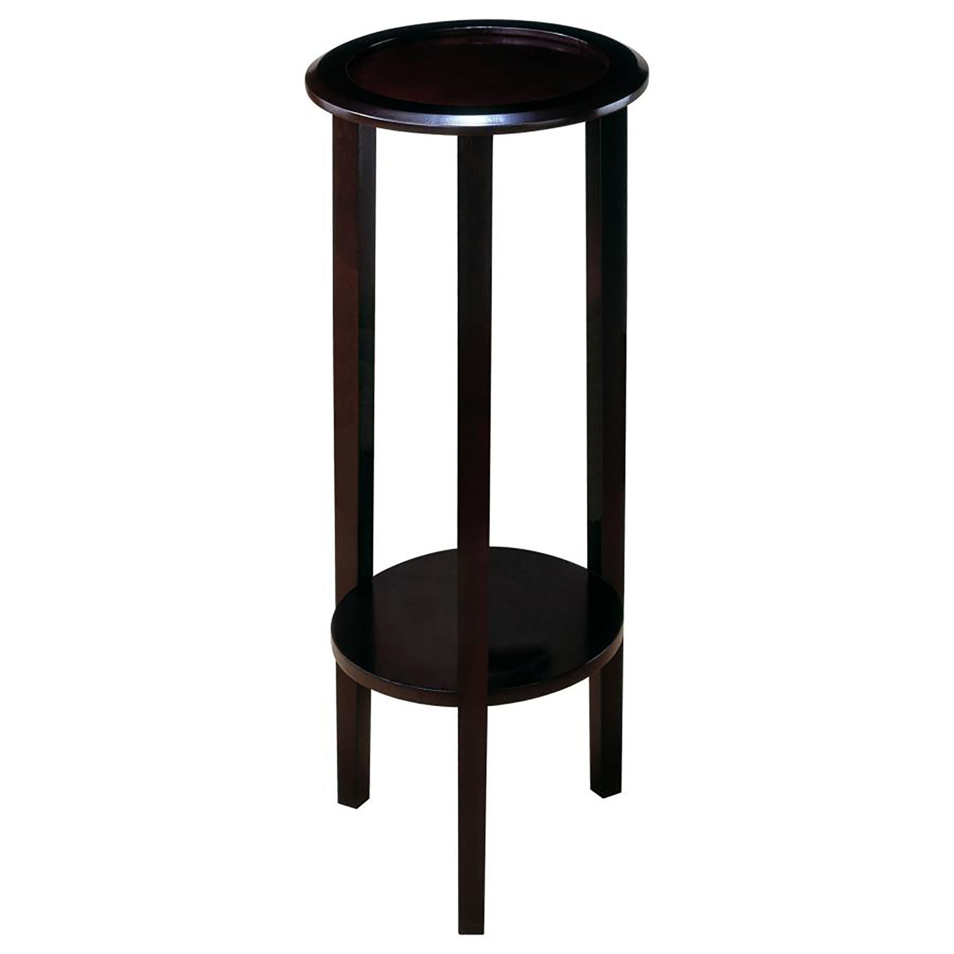 Espresso Round Accent Table Espresso Espresso Primary Living Space Transitional Rubberwood Round Shelves Coffee & End Tables Wood