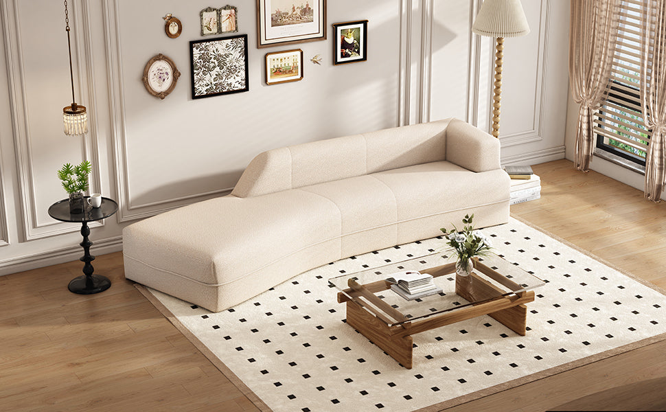 109.4" Curved Chaise Lounge Modern Indoor Sofa Couch For Living Room, Beige Old Sku:Wf313109Aaa Beige Boucle