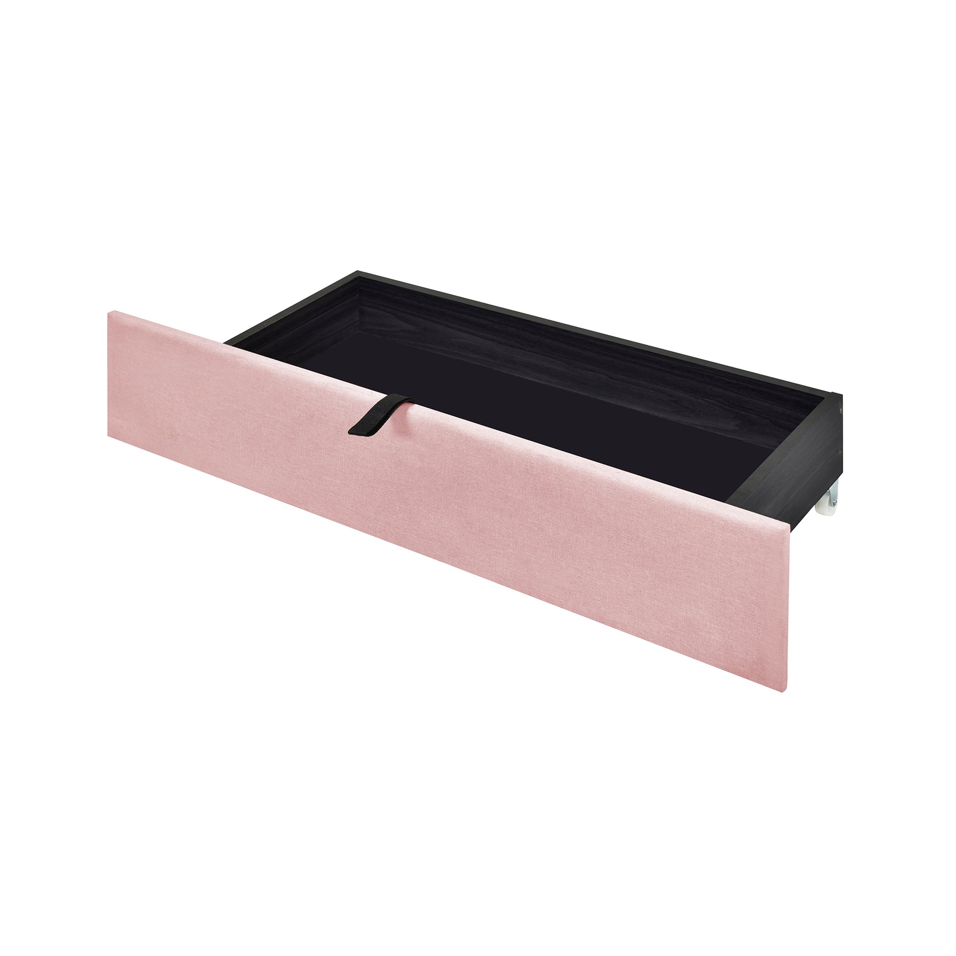 Queen Size Upholstered Platform Bed With Led Frame, With Twin Xl Size Trundle And 2 Drawers, Linen Fabric, Pink Pink Linen