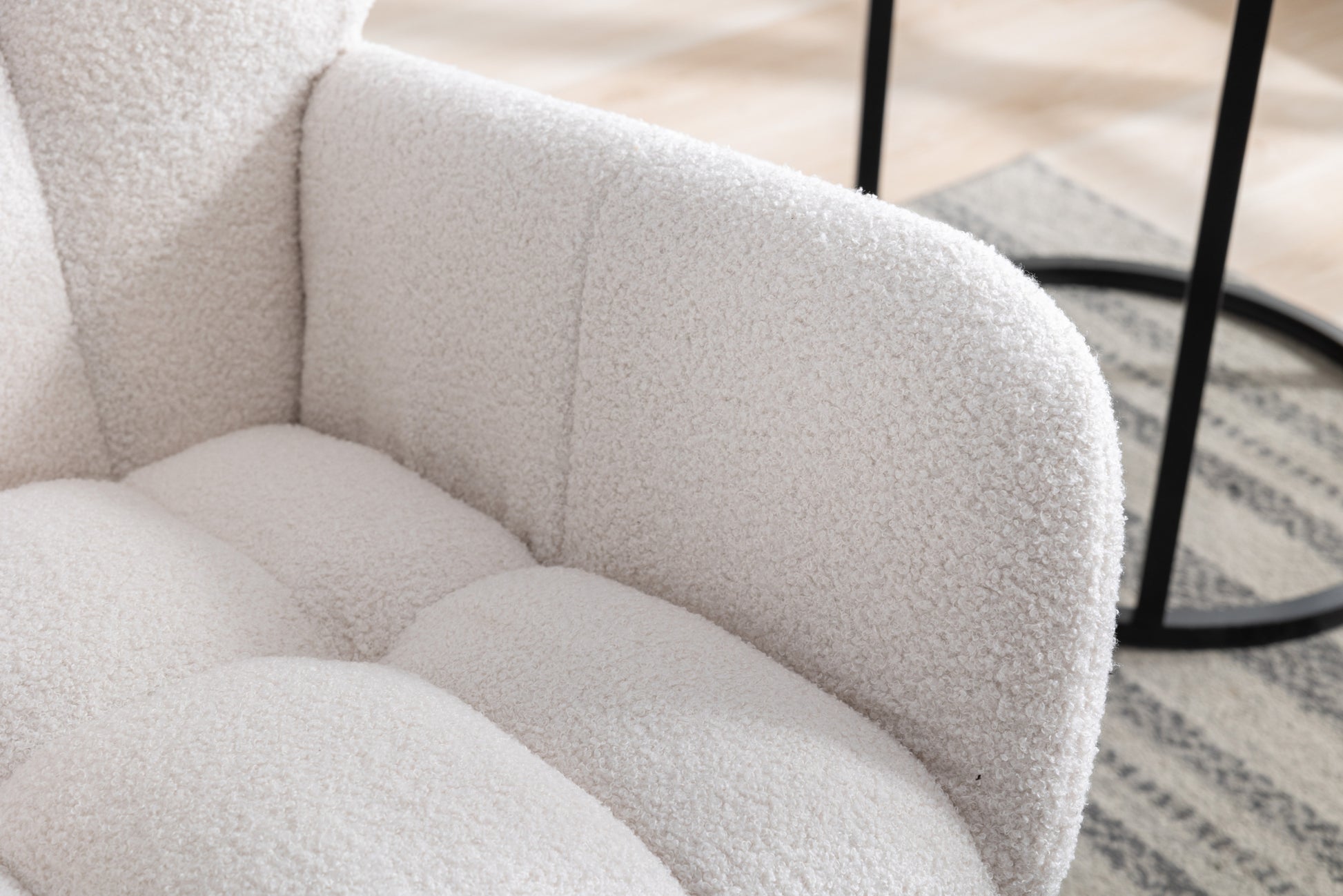 Rocking Chair With Pocket, Soft Teddy Fabric Rocking Chair For Nursery, Comfy Wingback Glider Rocker With Safe Solid Wood Base For Living Room Bedroom Balcony White White Casual Foam Teddy