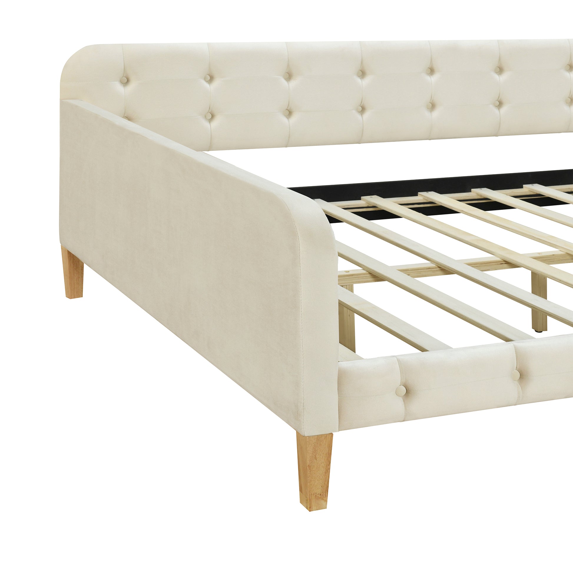 Full Size Upholstered Daybed With 4 Support Legs,White Full White Upholstered