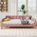 Full Size Upholstered Daybed With 4 Support Legs,Pink Full Pink Upholstered