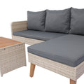 3 Piece Patio Sectional Wicker Rattan Outdoor Furniture Sofa Set Natural Yellow Wicker Dark Grey Cushion Yes Complete Patio Set Dark Grey Rust Resistant Frame Mildew Resistant Cushion Garden & Outdoor Modern Complete Patio Sets Fiber Foam Pads Pe Rattan