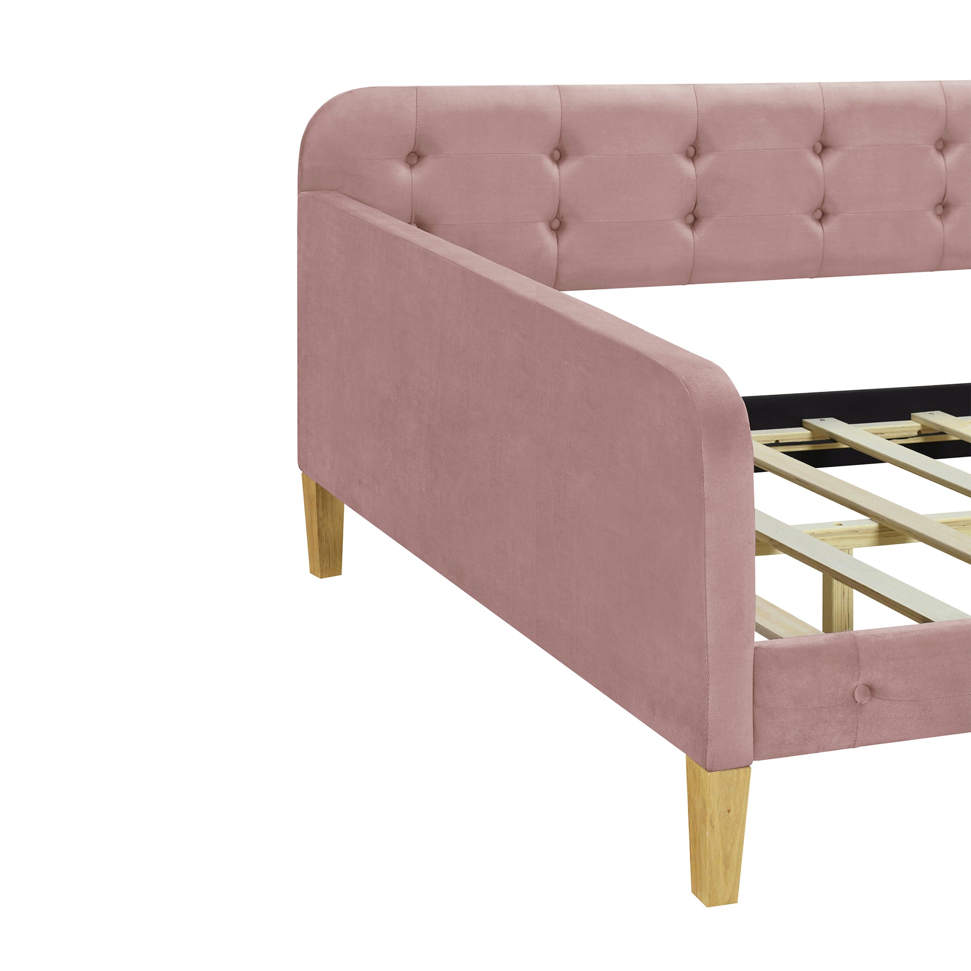 Full Size Upholstered Daybed With 4 Support Legs,Pink Full Pink Upholstered