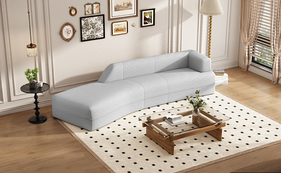 109.4" Curved Chaise Lounge Modern Indoor Sofa Couch For Living Room, Grey Old Sku:Wf313109Aae Grey Boucle