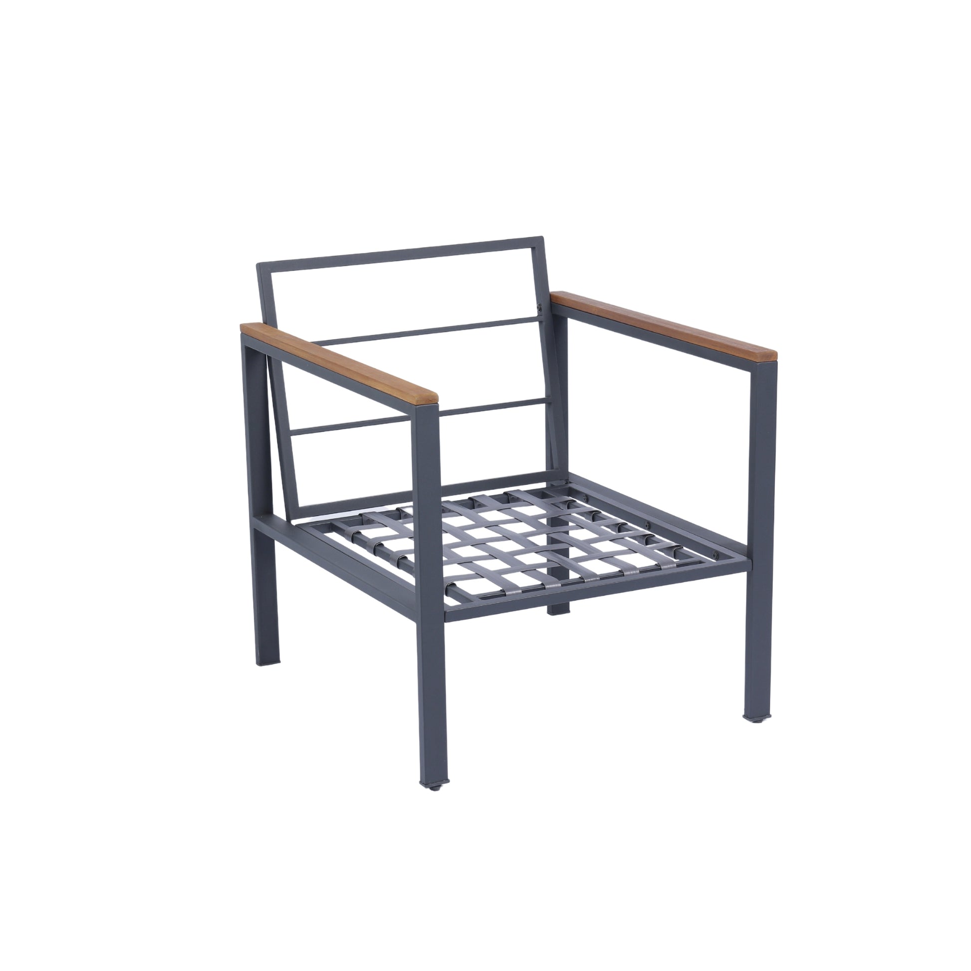 4 Piece Outdoor Sofa Set With Acacia Wood Top, Padded Patio Conversation Table Chair Set W Coffee Table For Garden, Backyard, Poolside Dark Grey Cushion Yes Complete Patio Set Dark Grey Rust Resistant Frame Mildew Resistant Cushion Garden & Outdoor