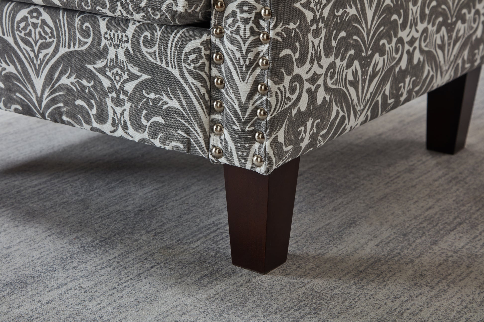 Mid Century Printing Accent Chair, Polyester Fabric Upholstery Club Chair With Nails,Wood Frame Comfy Barrel Chair For Living Room, Bed Room Seat Gray Linen