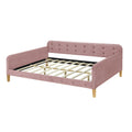 Full Size Upholstered Daybed With 4 Support Legs,Pink Full Pink Upholstered